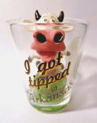 ARKANSAS TIPPING COW BOBBLE HEAD SHOT GLASS SHOTGLASS