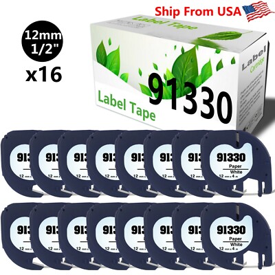 16 PK 91330 Label Tape Compatible for Dymo LetraTag LT-100H LT-110T QX 50