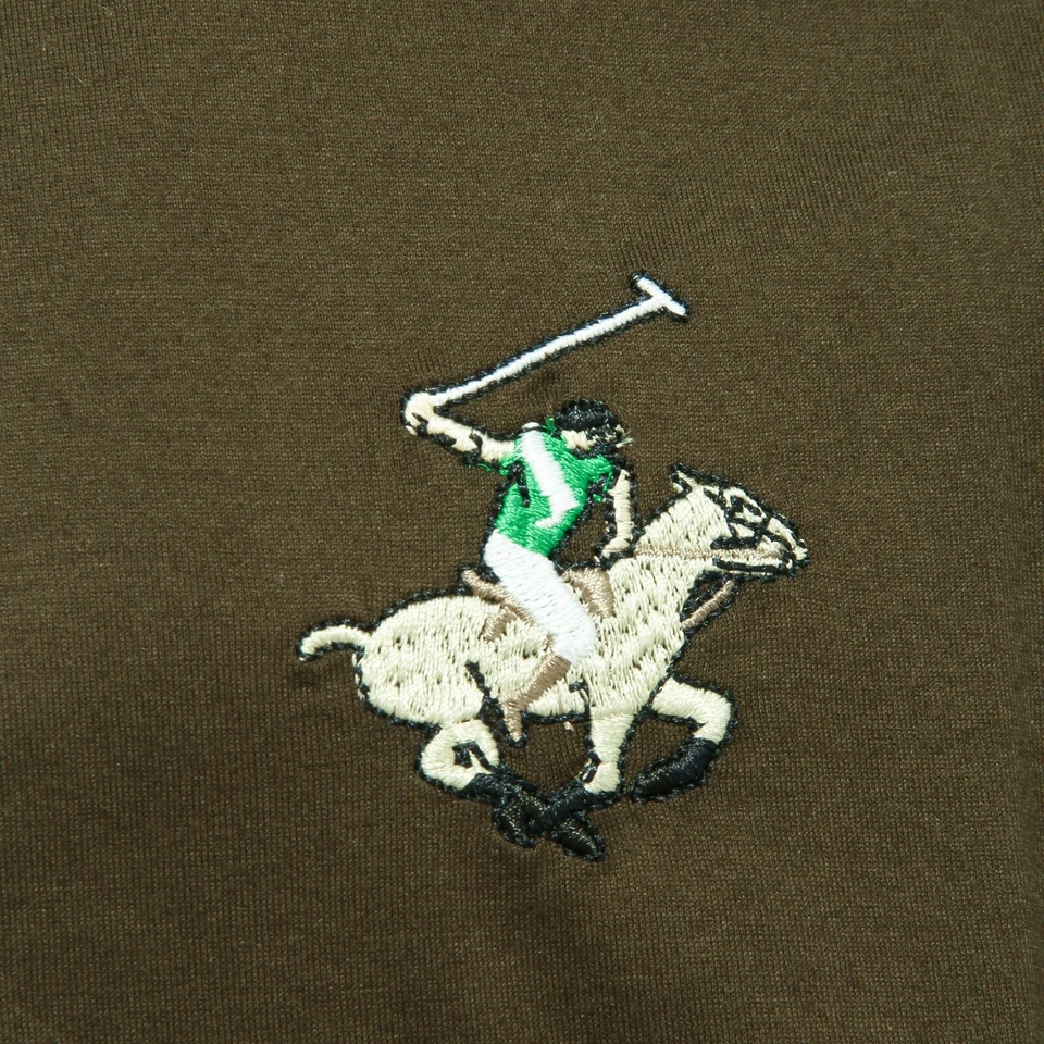 5793K polo uomo BEVERLY HILLS POLO CLUB green/brown polo t-shirt man - Photo 3/4
