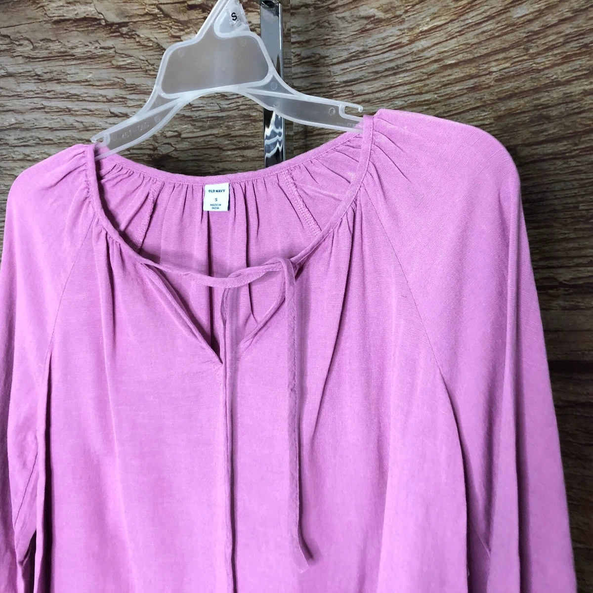 Old Navy Womens Small Shirt Linen Blend Purple Flare Top Long