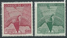 CHILE 1958 Antartic map Sc.305 & Sc.C214 MNH 