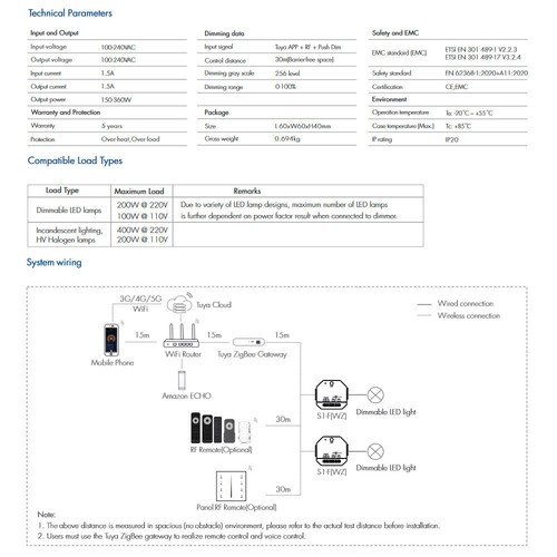 Tuya Zigbee RF AC Single Line LED Triac Dimmer Controller no Neutral for Alexa - Picture 9 of 19