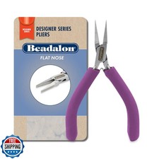 Beadalon Designer Series Flat Nose Pliers, Purple Vinyl-Free Grip