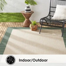 Nicole Miller Designer 5x7 Area Rug Beige Green Modern Bordered Rug -Actual 5'