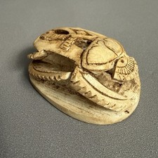 Vtg Hand Carved Egyptian Scarab Beetle Openwork Figurine Statue Egypt