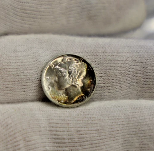 Super Toner 1943 P US Mercury Silver Dime 10c Unc