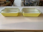 PYREX VINTAGE 0503 YELLOW REFRIGERATOR DISH WITH LID - SET OF 2