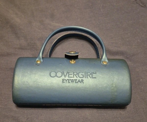 Vintage Covergirl Eyewear Hard Protective Case Purse Shaped Blue w/ Mirror