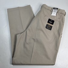 Haggar Plain Front W2W Classic Fit 40x30 Khaki Tan Pant Comfort Waist Men