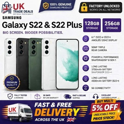 Samsung Galaxy S22 & S22 Plus 5G 128GB alle Farben Sim frei Andriod Smartphone A+