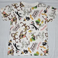 VTG 90s LOONEY TUNES All Over Print Cartoons Bugs Bunny Marvin TAZ Size Small