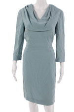 Carolina Herrera Womens Light Blue Wool Sheath Dress 3/4 Sleeve Size 8