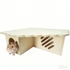 Hamster Hideout Wooden House Multi-Functional Cage Accessories Platform Syrian