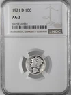 1921-D 10C MERCURY SILVER DIME DENVER MINT   NGC AG3 #8405234-050
