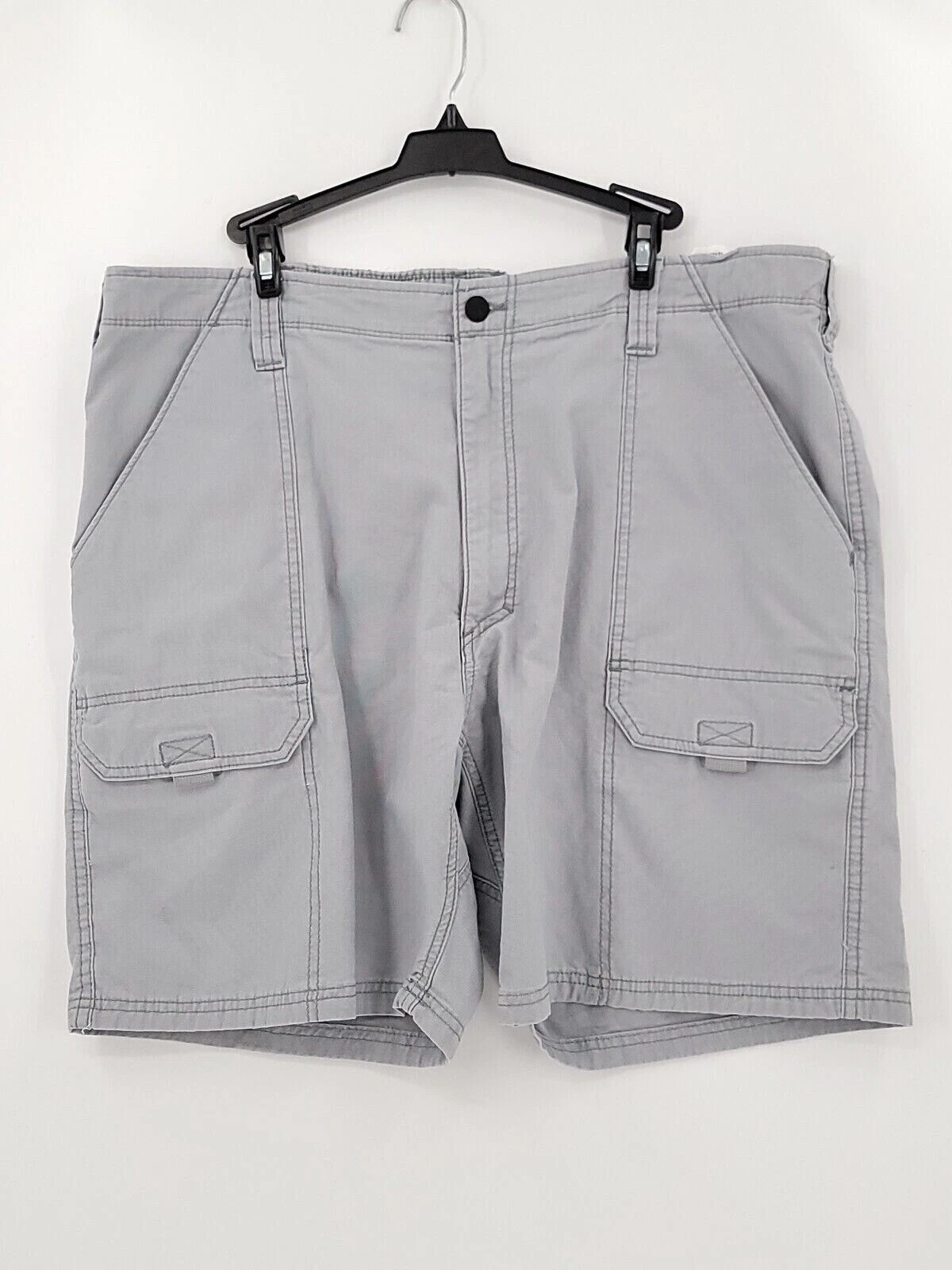 Cargo Shorts Mens Adult Size 38 Solid Gray Cotton Blend Stretch Casual Flat