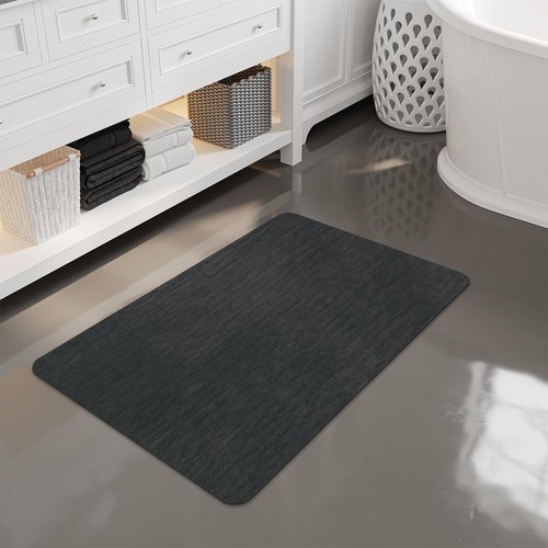 Bath Mat, Ultra Absorbent Quick Dry Bathroom Floor Mats-Rubber Non-Slip Thin ...