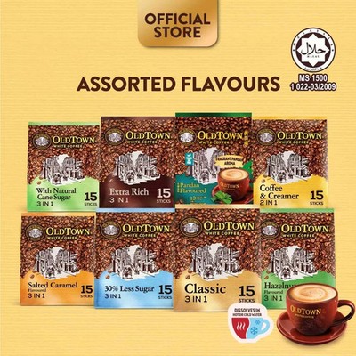 OLDTOWN Instant Premix 3in1 White Coffee 31.6g x 15 Sticks Assorted Flavours