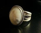 Vintage Chinese Export Scrimshaw Ring 925 Sterling Gold Wash Size 6.75 Adjust