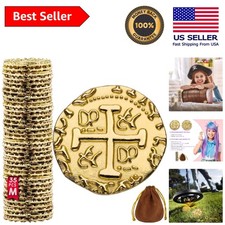 Realistic Metal Pirate Coins - 35 Gold Doubloons for Treasure Hunts Games