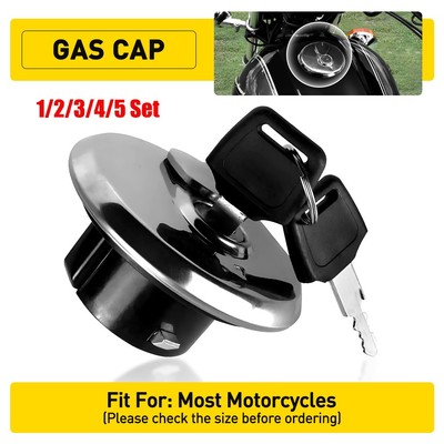 Universal Gas Motorcycle Lid Fuel Tank Cap Cover With 2 Lock Keys Set 1/2/3/4/5x