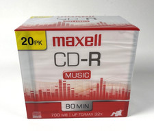 20 Pack Maxell CD-R Music Recordable Discs 80 Min 700 MB w/ Slim Cases up to 32x