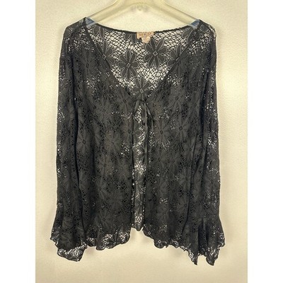 MKM Plus size women's lace cardigan stunning floral pattern tie-front closure 3X