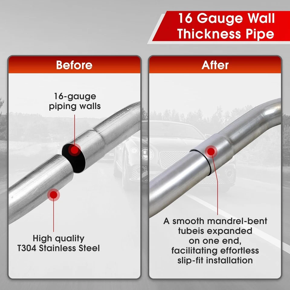 For Jeep Cherokee 8X 2.5" Exhaust Pipe Mandrel Straight Bend Kit Stainless Steel - Image 4 of 4