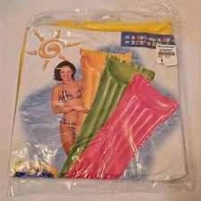 Vintage INTEX The Wet Set Inflatable Pool Air Mat Float Yellow 72 x 27 Sealed 