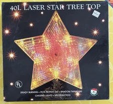 Vntg Santas World Star Tree Topper Light And Motion With Box Large FREE SHIPPING