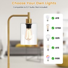 Image of Modern Gold Standing Lamp Industrial Style Floor Light Glass Lampshade