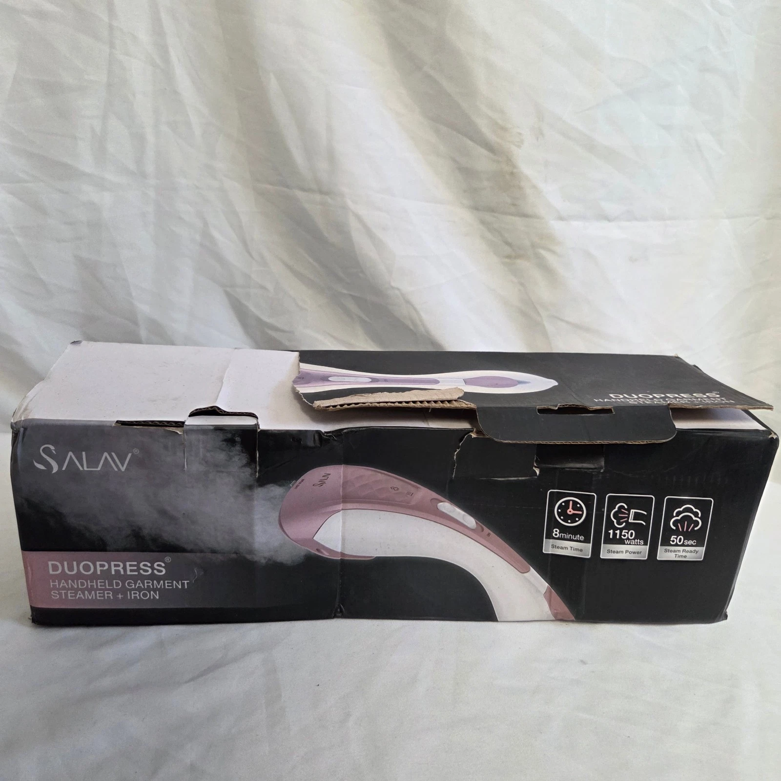 SALAV Duopress Handheld Garment Steamer Iron Rose Gold Complete clothes NOB