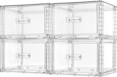 Vtopmart 4 Pack 18QT Clear Stackable Storage Drawers,Easily Assemble Closet Orga