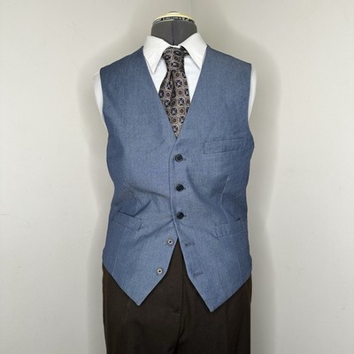 Mens Suit Vest Medium Blue 41'' Formal Waistcoat