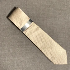 Alfani Men's Slim Neck Tie Dawson Mini Geo Taupe/Tan MSRP $55