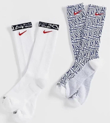 Nike SB Olympics Dri-FIT Everyday Plus 2 Pack Socks Size 8 to 12 Red White Blue