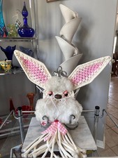 Large Vintage Macram  Bunny Wall Hanging, 27 Inch Boho Easter Door Decor