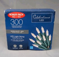 Celebrations 300 LED Indoor/Outdoor Warm White Mini Lights 74.5 Ft