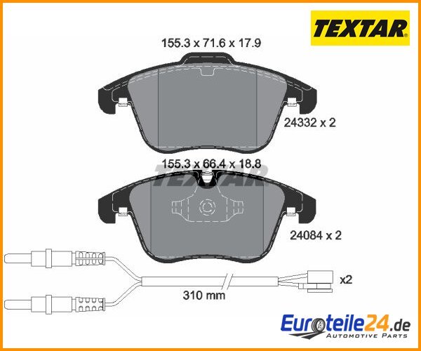Bremsbelagsatz, Scheibenbremse Q+ Textar 2433201 FüR Peugeot-image