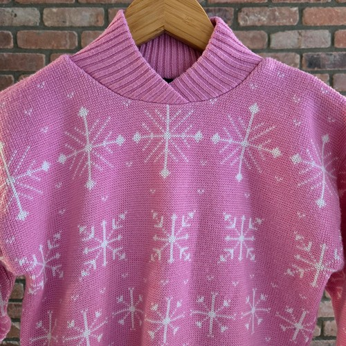 Girls Pink Ski Snowboard Ice Skating Winter Sweater - Size Large / 12 - Picture 3 of 5