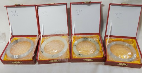 Certified genuine natural white ink Jade Bangle Dia 58,59mm 4 options - Picture 7 of 9