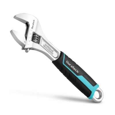 DURATECH 8-Inch Adjustable Wrench Metric & SAE Cr-V Steel Wrench Wide Jaw Wrench