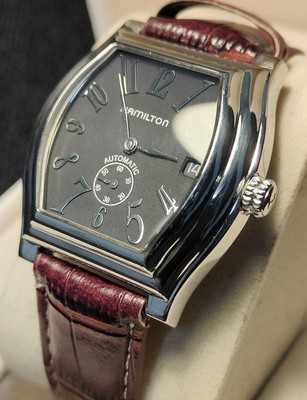 Hamilton Dadson Automatic Tonneau Shape Men's Analog Wristwatch Black Red Used