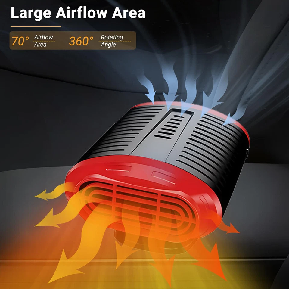 Calentador Portátil 1000W Calefacción Ventilador de Refrigeración Descongelador Demister Coche Camión SUV 12V Foto 4 de 4