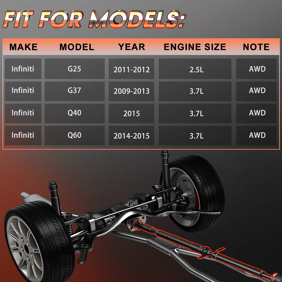 Rear Driveshaft Prop Shaft Assembly for INFINITI G25 2011-2012 G37 3.7L 2.5L AWD Foto 4 de 4