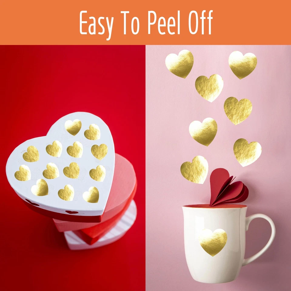 500 Stück Goldene Herz-Aufkleber Metallic Gold Aufkleber Selbstklebend Wasser... - Bild 4 von 4