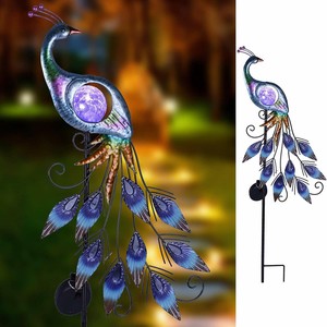 Metal Garden Stake Solar Lights Peacock Outdoor Patio Yard