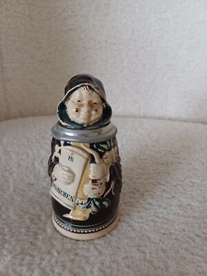 J.Reinemann München Figur Bierkrug Antiquitäten 1900 Handbemalt