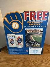 1984 OLD STYLE BEER MILWAUKEE BREWERS BASEBALL CARDBOARD STORE DISPLAY SIGN