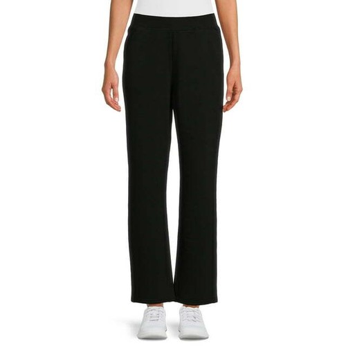 Athletic Works Women's Fleece Pockets Pants, Black Soot Size M (8-10)