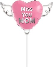 Miss You Mom Heavenly Balloons on a stick balloon heart shaped with angel